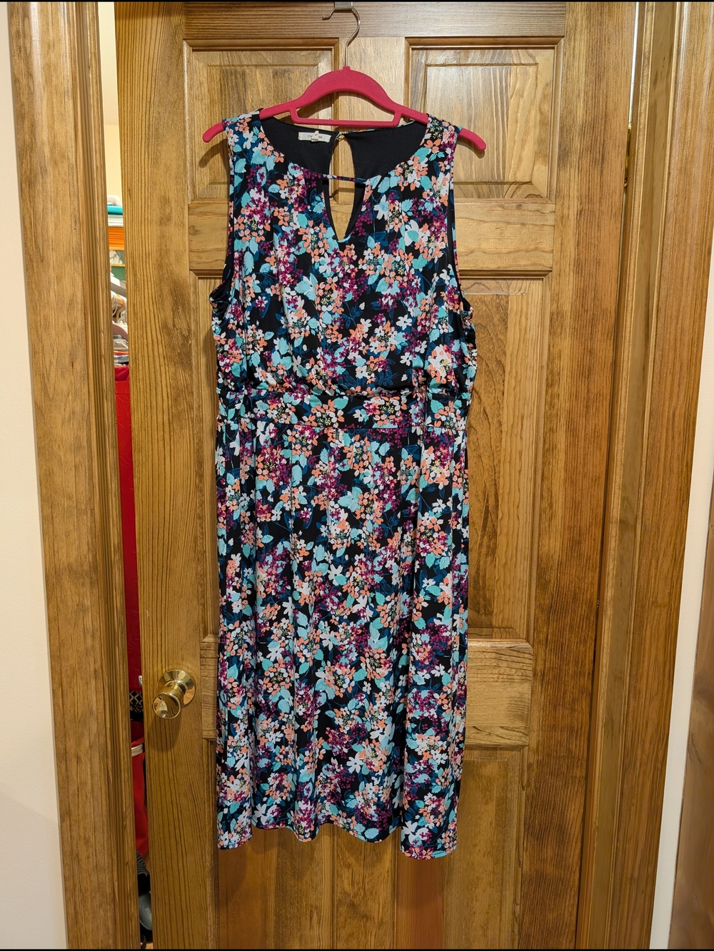 Maurices Black Floral Sleeveless Dress With Multicolor Blooms